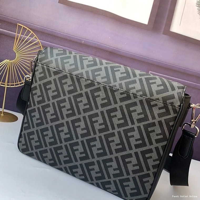 Cheap In Fabric Black Motif FF Messenger Large Bag Fendi 0711